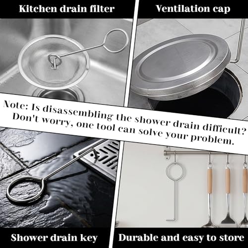 5 Pcs Drain Key Lifting Hooks, Stainless Steel Drain Removal Tool | Shower Drains Lifting Hook Grate Removal Sink for Easy Shower Drains Cleaning