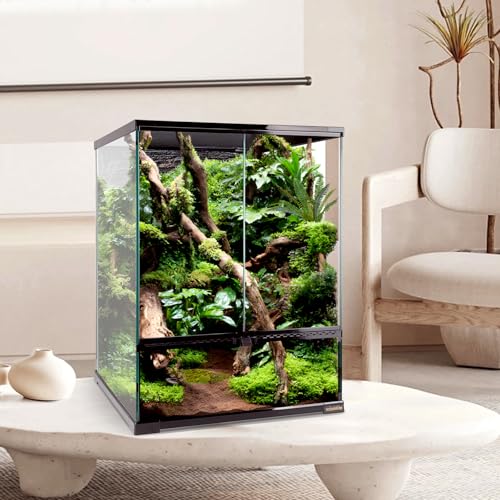 30 Gallon Tall Reptile Glass Tank Terrarium 18"x18"x24" Large Habitat Enclosure for Gecko,Lizard,Chameleon,Frog,Snake,No Install Needed and Come with Tank Background - size: 18*18*24inch