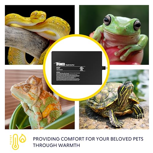 iPower Reptile Heat Pad 8 by12 Inch Under Tank Terrarium Warmer 16W Heating Mat for Turtle, Lizard, Frog, Snake, Hermit Crab and Other Small Animals (Pack of 2) - size: 8 X 12 Inch, New (Pack of 2)