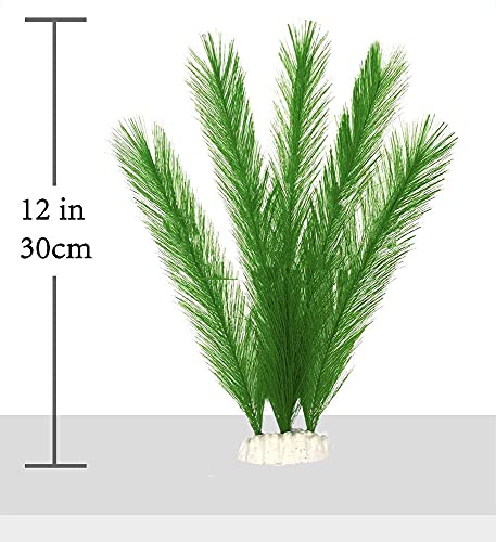 Norgail Aquarium Plastic Silk Plant Decorations Fish Tank Artificial Green Water Plants Made of Silk Fabrics, Safe for All Fish & Pets Large 3Pcs - size: Large