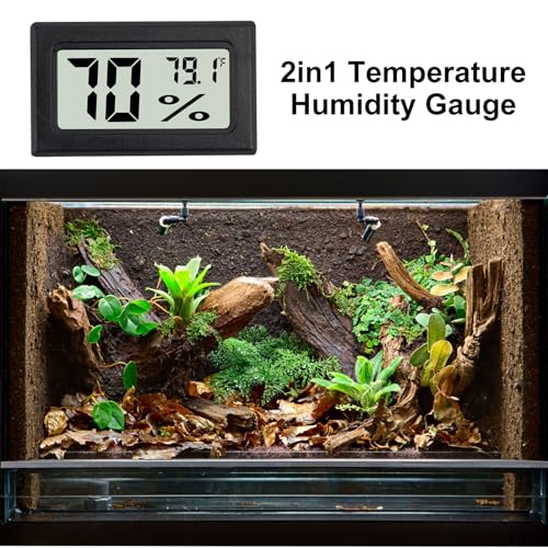 3Pcs Mini Digital Thermometer Hygrometer Electronic Temperature Humidity Gauge Meters Indoor LCD Display Fahrenheit for Greenhouse,Garden,Car Cellar and Office - color: Black-3PCS