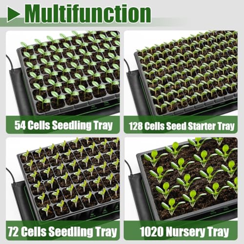 2 Pack Plant Heating Mat, 10”x20.5" Waterproof Seedling Heat Mat for Seed Starting Seeds Germination Plants, 18W Graphene Thick Reusable Heating Pads Fit For 1020 Seedling Trays, Ideal Gardening Gifts - size: 10×20"-2P