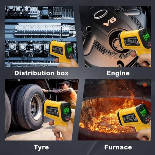 Infrared Thermometer High Temperature Gun -58℉~2732℉, 50:1 Distance Ratio, Digital Laser IR Temp Gun for Cooking, Pizza Oven, Engine, Kilns, Forges, Industry, and Home Repair. - color: -58°F to 2732°F