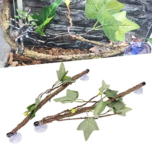 Tyenaza Reptile Corner Branch, Reptile Vines, Terrarium Plant Decoration with Suction Cups, for Amphibian Lizard Snake Climbing
