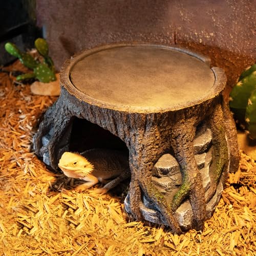 Bearded Dragon Basking Platform, Large Reptile Basking Platform, Reptile Hides and Caves for Adult/Juvenile Bearded Dragon Gecko Lizard Turtle, Climing Slate Heat Rock Hideout
