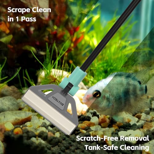 UPETTOOLS Aquarium Algae Scraper, Stainless Steel Glass Cleaner | 5 Stainless Blades, Adjustable Head, Safe for Glass, Ergonomic Handle, 19.7"