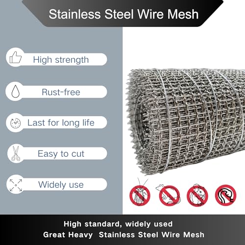 5 Mesh Stainless Steel 304 Wire mesh 23.5in x 10ft(60cmX305cm),Stainless Steel Metal mesh Screen