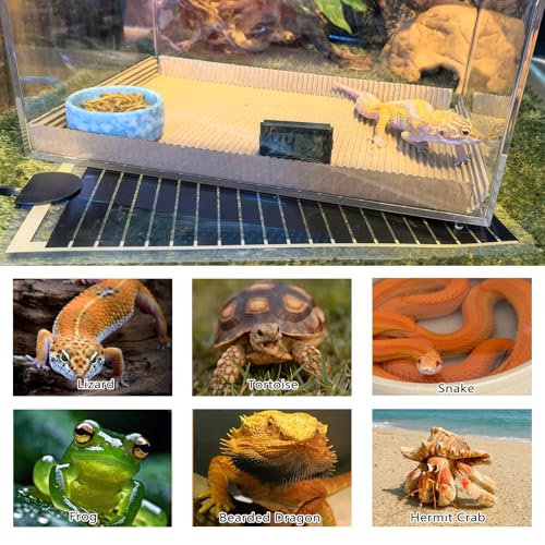 Hamiledyi Reptile Heat Pad Heating Pad Under Tank Hermit Crab Heater Hygrometer Thermometer Heat Mat for Lizard Snake Gecko Turtle Frog Spiders (14W) - size: 14W