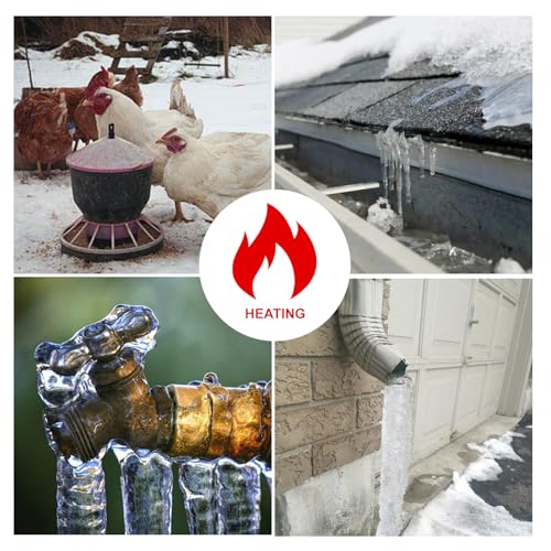 OEBLD Heat Tape for Water Pipes 3FT, Replaceable Smart Thermostat for Pipe Freeze Protection, Self-Regulating Roof Deicing Cable for Metal and Plastic Home Pipes, 110-120V