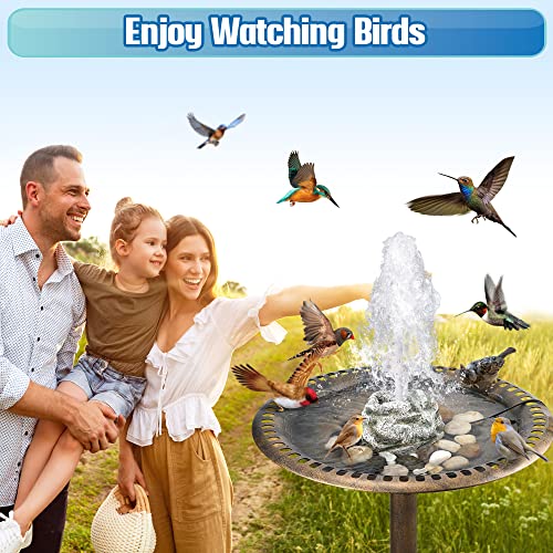 Bird Bath Fountain, Bird Bath Water Fountains with 7W Water Pump, Gray Moss Resin Granite Water Fountain Rock Waterfall for Birdbath, Bird Feeder - style: Gray Rock