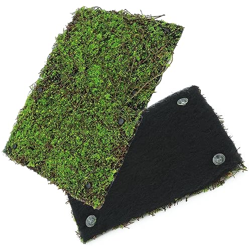 AQUA KT Reptile Moss Background Backdrop Wall Artificial Terrarium Habitat Amphibian Cage Decoration for Lizard Bearded Dragon Snake Tree Frog Chameleon Climbing, Pack of 4