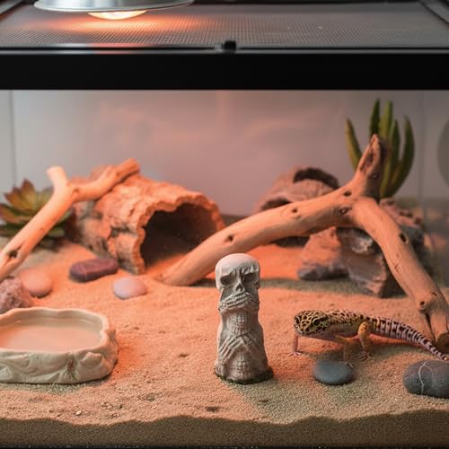 CTWPets Skull Totem Tower, Gray Stone-Look Aquarium and Terrarium Ornament, 2.3 Inch Halloween Decor Betta Decor Reptile Safe