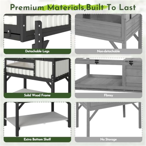 Large Tortoise Habitat with Storage Shelf, Wooden & Plastic Tortoise Enclosure with Adjustable Lamp Stand, Viewing Window, Pull-Out Tray, 2-Room Indoor Outdoor Reptile Turtle House - size: 39.0"L x 22.8"W x 33.0"H