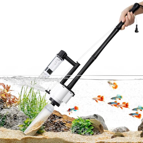 AQQA Electric Aquarium Gravel Cleaner, 8-in-1 Fish Tank Vacuum, Water Changer Sand Washer Algae Brush Turtle Shower Filter, Automatic Cleaning Kit for Freshwater Saltwater, 30W/480GPH