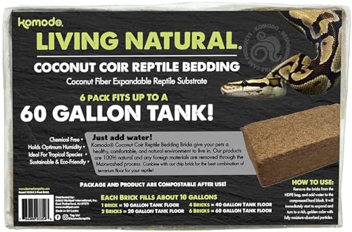 Komodo Coconut Coir Peat 3 Brick Pack | 100% Natural Coconut Coir Reptile Terrarium Habitat Bedding | for Tropical or Desert Environments | Fits up to a 60 Gallon Tank