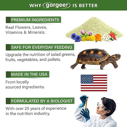 Gargeer 2oz Forest Tortoise Food Supplement, Flower Salad Mix Topper. Supercharge Juveniles & Adults Appetite, Health & Immune System. Complete Diet, Rich with Vitamins, Made in The USA. Enjoy! - size: 2 Ounce (Pack of 1)