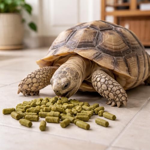 Tortoise Food with Fish Meal, Krill & Spirulina | Complete Nutrition with Vitamins A,C,D3,E & Minerals | for Sulcata, Leopard, Greek, Russian, Hermann's & Other Tortoises (4 oz)