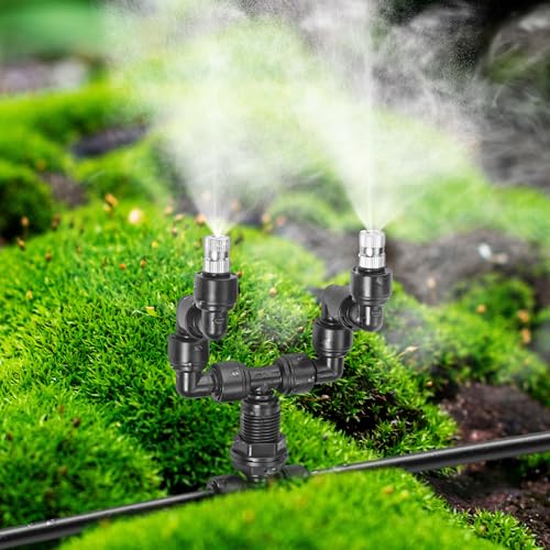 CozyCabin 2Pcs Double Reptile Mister Nozzles, 1/4'' Reptile Misting Spray Nozzle 360 Degree Adjustable Detachable Nozzle - Fine Mist Fogger for Terrarium, Aquarium Rainforest - size: 2pc Dual Head