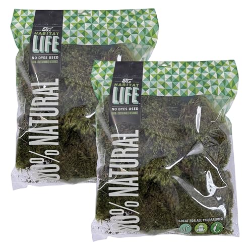 The Habitat Life - Natural Mood Moss - for Reptiles, Amphibians & Invertebrates Terrariums - Moisture-Retaining - Humidity Control - Soft Bedding - Dye-Free & Safe - Medium - 2 Pack - size: Medium (2-Pack), style: Mood Moss