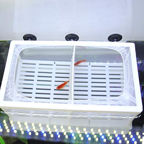 Senzeal Aquarium Fish Breeder Box Fish Fry Hatchery Incubator Net Nylon Isolation Mesh with 3pcs Pipette (Large) - size: Large