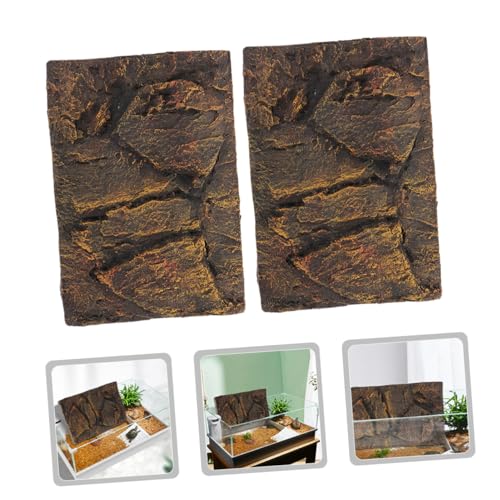 Happyyami Turtle Tank Decorative Panel Realistic 3D Aquarium Background Reptile Tank Accessory Easy to Assemble 2 Pieces
