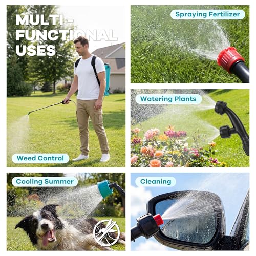4.23 Gallon Battery Powered Backpack Sprayer, 0-65 PSI Adjustable Pressure, Electric Sprayer with 5 Nozzles and 1 Wands, 18V 2Ah Battery, Wide Mouth Lid for Weeding, Spraying - size: 4.23.