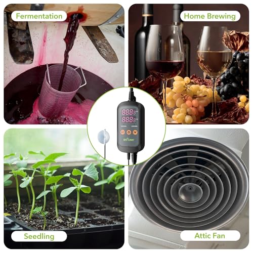 BN-LINK Smart WiFi Digital Temperature Controller Heating Cooling, Works with Alexa and Google Home. For Reptiles Aquarium Carboy Homebrew Breeding Fermenter Seed Germination °C/°F -40-176°F 15A/1875W - style: T10 WIFI