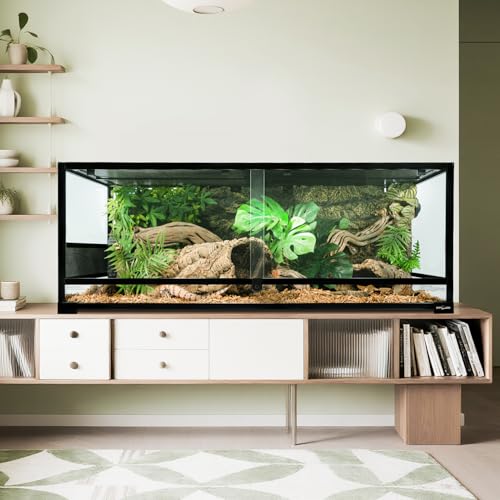 REPTI ZOO 48''x24''x18'' Glass Reptile Terrarium, Front Opening Snake Tank with Double Hinge Door, Reptile Enclosure with Top Screen Ventilation 85 Gallon