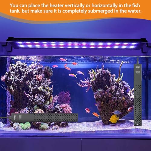 hygger Upgrade Ceramic Aquarium Heater, 500W Digital Fish Tank Heater with Automatic Power-Off and Over-Temperature Protection, Energy Saving Submersible Aquarium Heater for Freshwater and Saltwater - size: 500W