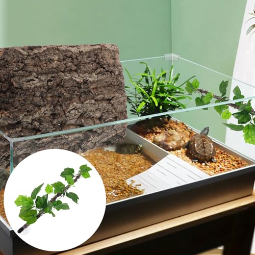 STOBAZA Realistic Artificial Climbing Vine Branch with Suction Cup, Flexible Faux Jungle Plant for Reptile Terrarium Decoration, Suitable for Bearded Dragons, Geckos, Frogs, and Snakes