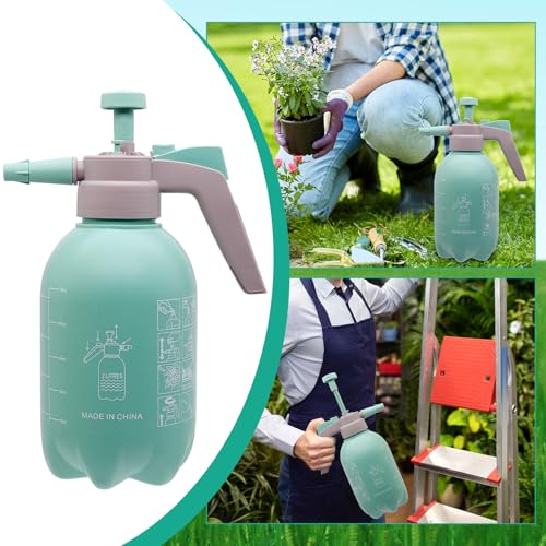 68oz Garden Pump Sprayer, 2L Hand Pressure Sprayer Bottle with Safety Valve, 0.5 Gal Lawn Adjustable Sprayer for Plant Mister Spraying Weeds Home Cleaning Watering (Light Blue) - color: Light Blue