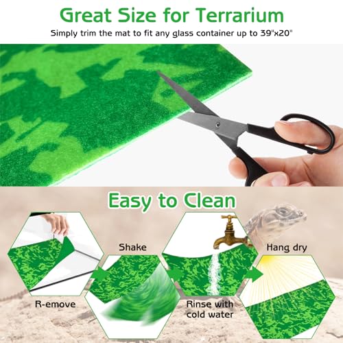 Tfwadmx 4 Pcs Reptile Carpet 39’’ x 20’’ Terrarium Floor Liner Reptiles Cage Mat Reptile Substrate Floor Tank Accessories for Leopard Gecko Lizard Bearded Dragon Tortoise Snake