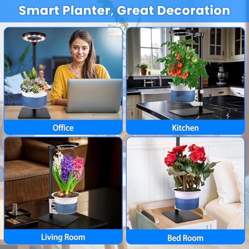 Large Venus Fly Trap Terrarium Kit with Grow Light Timer& Adjustable Metal Stand, African Violet Self Watering Planter Pot for Herbs,Carnivorous Plants,Christmas for Dad Garden Lover