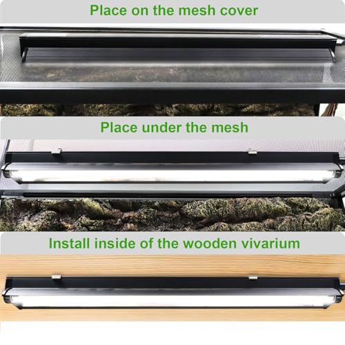 Aiicioo T5 HO UVB Reptile Light Fixture 10.0 8W Light Combo Kit 12 Inch Light Fixture Reptile Terrarium Hood with 8W Reptile Light Bar for Bearded Dragon Lizards Turtle Tank - size: 10.0 8W 12Inch