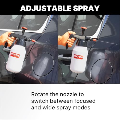 KOTA 1 L Adjustable Hand Pump Pressure Sprayer, Heavy-Duty Multipurpose Bottle for Automotive Solvents, Surface Prep & Car Detailing, Chemical-Resistant PE Construction, Adjustable Spray Pattern 6990 - style: Hand Pump