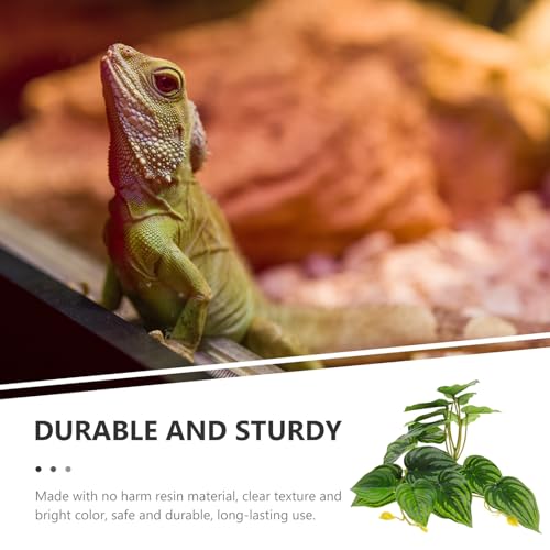 Artificial Reptile Terrarium Plant with Water-Soluble Resin Leaves, Fake Fish Tank Decor for Lizard Box and Amphibian Habitat, Simulation Monstera Leaf Ornament for Turtle Tank