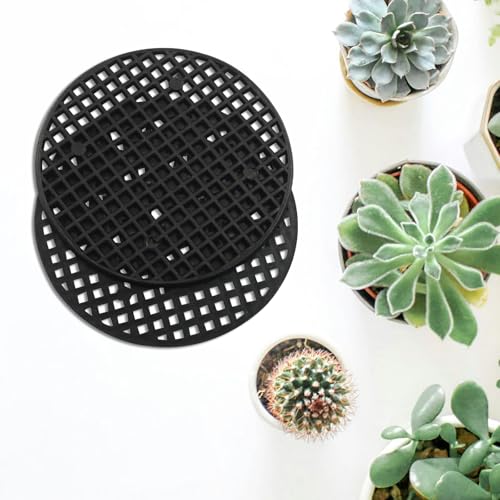 20pcs Plant Drainage Mesh Pads - 2.9 Inch Round Plastic Grid Mat, Breathable Soil Guard for Potted Plants, Bonsai (Black) - size: 2.9 Inch