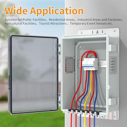 Joinfworld Outdoor Waterproof Electrical Junction Box 11.8x6.7x5.6 | WiFi Enclosure, Vented Electric Box, Plastic Clear with Mounting Panel, Cable Grommet, Stainless Steel Dust Screen - size: Medium