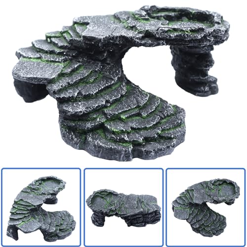 Extra Large Turtle Resting Basking Platform Reptile Terrarium Shale Rock Reptile Habitat Accessories Decorations Aquarium Ornament Rock Landscaping Shale Scape Step Ledge & Cave Hideout