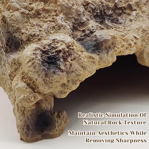 Hamiledyi Reptile Rock Hide Cave Reptile Hide Leopard Gecko Hide Bearded Dragon Hideout Terrarium Habitat Decor Reptile Hideout for Snake Lizard Gecko Turtle Hermit Crab Frog (M) - style: M : 8.46''×5.91''×4.72''