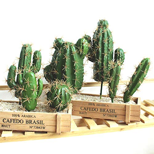 FagusHome Artificial Cactus Decor Faux Cactus Plant Fake Succulents Plants Artificial Cacti 4 Pieces Unpotted Indoor Home Décor Fake Cactus Stems