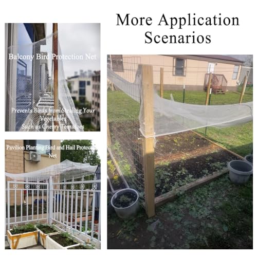 Garden Anti-Hail Netting for Veg Patch, 0.5cm Fine Insect Mesh for Plant Protection Pond Fruit Cage Flowers and Row Crops, Reusable, Various Sizes(4x100m) - size: 4x100m