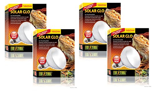 Exo Terra (4 Pack) Solar-Glo High Intensity Self-Ballasted Uv/Heat Mercury Vapor Lamp, 160 Watt