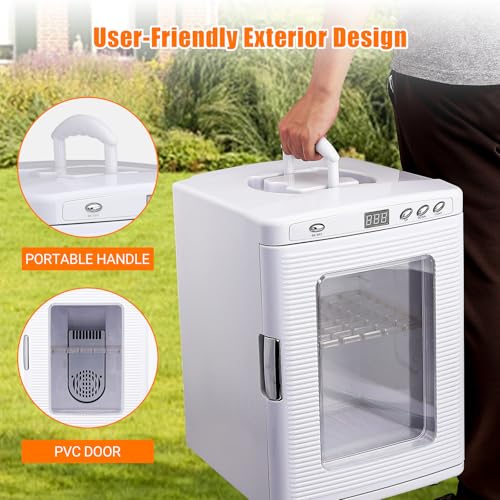 Incubators for Hatching Eggs 25L, Portable Scientific Laboratory Incubator Cooling and Heating 10°C-60°C (72°F to 140°F), Reptile Incubator with AC & DC Power for Small Reptiles, White