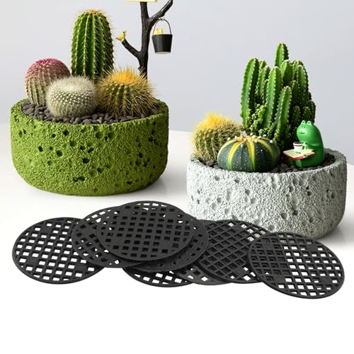 150 Pcs 45mm Plant Pot Mesh Hole Covers Pads, Flower Pot Hole Mesh Pads Plastic Bottom Grid Mat Round Meshs Screen Pot Bottom Gasket Bonsai Drainage Screen - color: 150 Pcs