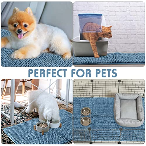 Amylove 4 Pcs Guinea Pig Cage Liner 16 x 24 Inch Washable Chenille Pee Pads Pet Dog Cat Bedding Training Mat Reusable for Small Animals Puppy Bunny Hamster Chinchilla - color: Blue, size: 16 x 24 Inch, style: Low Pile Chenille