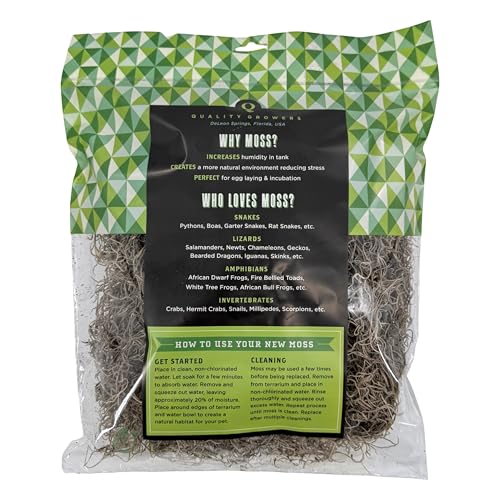 The Habitat Life - Natural Spanish Moss - for Reptiles, Amphibians & Invertebrates Terrariums - Humidity Control - Breathable Bedding - Dye-Free & Safe - Medium - 1 Pack - size: Medium, style: Spanish Moss