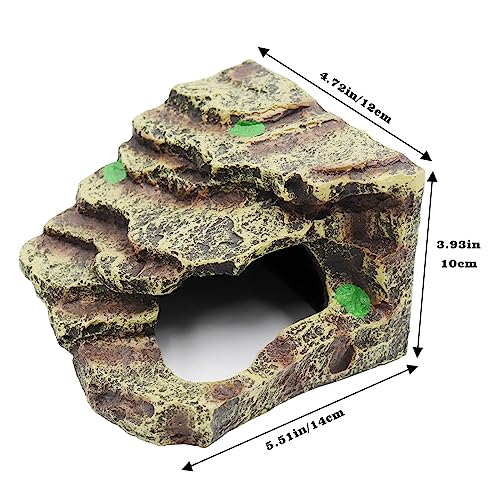 Oooct Hermit Crab Hideout, Resin Simulation Stone Reptile Cave Hideout, Hermit Crab Climbing Toys, Terrarium Habitat Decor for Lizard Spider Aquarium Fish Gecko Bearded Dragon - size: Small-5.5x4.7x4 Inch
