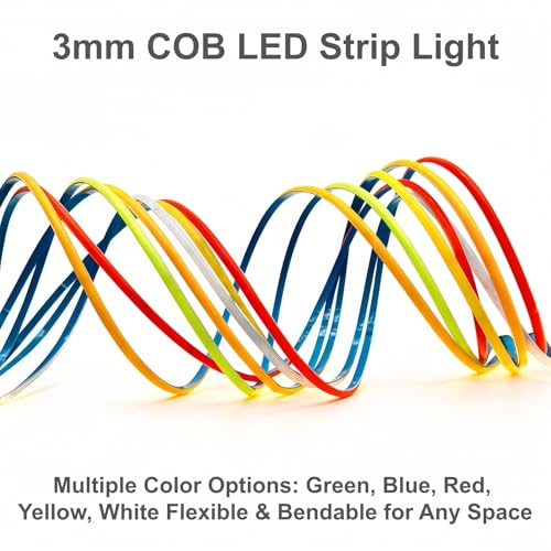 Ultra-Narrow 3mm USB-C COB LED Strip Lights Self-Adhesive, for Kitchen Cabinets, Bedroom, Gaming Desk (Green, 6ft) - color: Green, size: 6ft