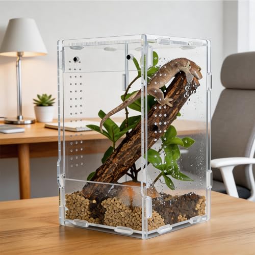 5x5x8 Reptile Tank – Acrylic Reptile Enclosure Terrarium for Crested Gecko, Lizards, Spiders & Snakes – Clear Lizard Habitat Terrarium - size: 5"5"8"